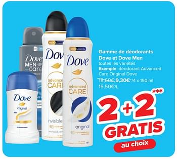 Promoties Déodorant advanced care original dove - Dove - Geldig van 13/03/2024 tot 25/03/2024 bij Carrefour