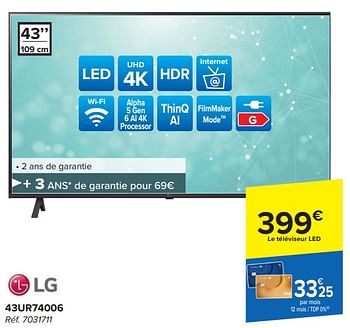 Promoties Lg led-tv 43ur74006 - LG - Geldig van 13/03/2024 tot 25/03/2024 bij Carrefour