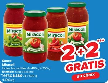 Promotions Sauce italiano - Miracoli - Valide de 13/03/2024 à 25/03/2024 chez Carrefour
