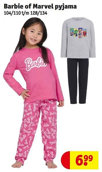 Promoties Barbie of marvel pyjama - Huismerk - Kruidvat - Geldig van 12/03/2024 tot 24/03/2024 bij Kruidvat