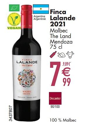 Promoties Finca lalande 2021 malbec the land mendoza - Rode wijnen - Geldig van 12/03/2024 tot 08/04/2024 bij Cora