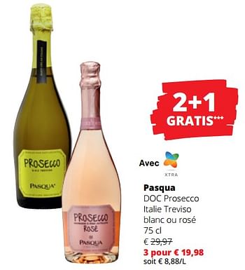 Promotions Pasqua doc prosecco italie treviso blanc ou rosé - Mousseux - Valide de 14/03/2024 à 27/03/2024 chez Spar (Colruytgroup)