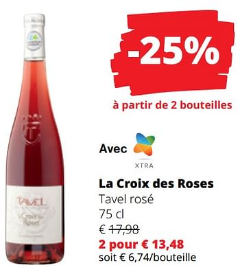 Promotions La croix des roses tavel rosé - Vins rosé - Valide de 14/03/2024 à 27/03/2024 chez Spar (Colruytgroup)