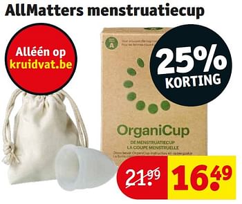 Promoties Allmatters menstruatiecup - Organicup - Geldig van 12/03/2024 tot 24/03/2024 bij Kruidvat