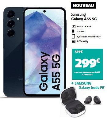 Promoties Samsung galaxy a55 5g - Samsung - Geldig van 11/03/2024 tot 07/04/2024 bij Base