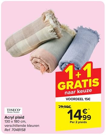 Promoties Acryl plaid - Tiseco - Geldig van 13/03/2024 tot 16/03/2024 bij Carrefour