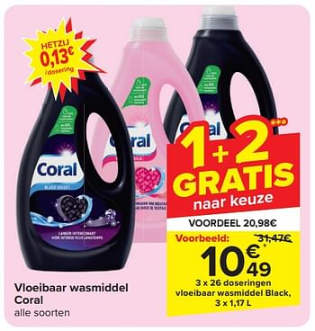 Promoties Doseringen vloeibaar wasmiddel black - Coral - Geldig van 13/03/2024 tot 16/03/2024 bij Carrefour