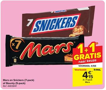 Promoties Mars en snickers of bounty - Huismerk - Carrefour  - Geldig van 13/03/2024 tot 16/03/2024 bij Carrefour