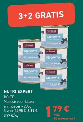 Promoties Nutri expert boîte mousse voor kitten en moeder - Nutri Expert - Geldig van 13/03/2024 tot 24/03/2024 bij Tom&Co