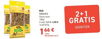 Promoties Rio snacks gierst-aren - Rio - Geldig van 13/03/2024 tot 24/03/2024 bij Tom&Co