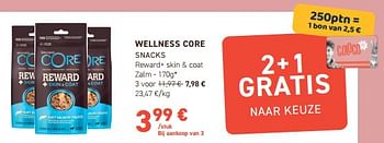 Promoties Wellness core snacks reward+ skin + coat zalm - Wellness Core - Geldig van 13/03/2024 tot 24/03/2024 bij Tom&Co