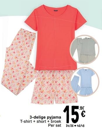 Promoties 3-delige pyjama - Huismerk - Cora - Geldig van 12/03/2024 tot 25/03/2024 bij Cora