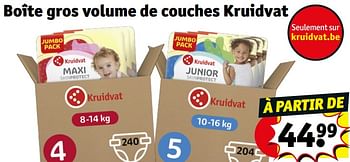 Promotions Boîte gros volume de couches kruidvat - Produit maison - Kruidvat - Valide de 12/03/2024 à 24/03/2024 chez Kruidvat