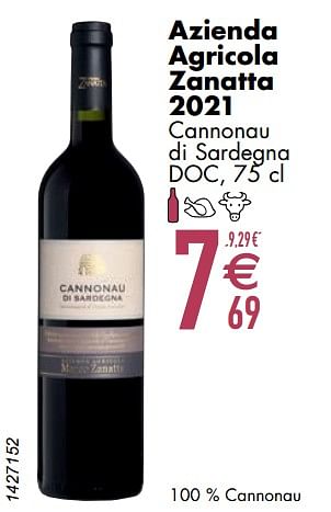 Promoties Azienda agricola zanatta 2021 cannonau di sardegna - Rode wijnen - Geldig van 12/03/2024 tot 08/04/2024 bij Cora