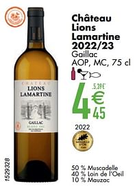 Château lions lamartine 2022-23 gaillac-Witte wijnen