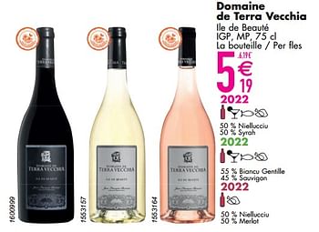 Promotions Domaine de terra vecchia ile de beauté - Vins rosé - Valide de 12/03/2024 à 08/04/2024 chez Cora