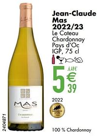 Jean-claude mas 2022-23 le coteau chardonnay-Witte wijnen
