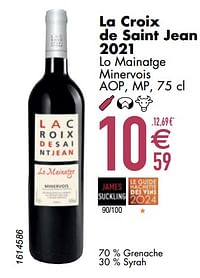 La croix de saint jean 2021 lo mainatge minervois-Rode wijnen