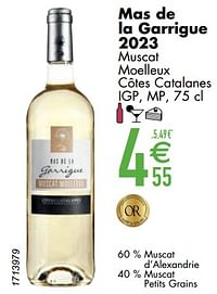 Mas de la garrigue 2023 muscat moelleux côtes catalanes-Witte wijnen