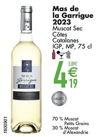 Mas de la garrigue 2023 muscat sec côtes catalanes-Witte wijnen