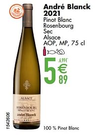 André blanck 2021 pinot blanc rosenbourg sec alsace-Witte wijnen