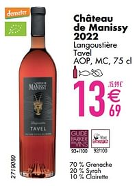 Château de manissy 2022 langoustière tavel-Rosé wijnen