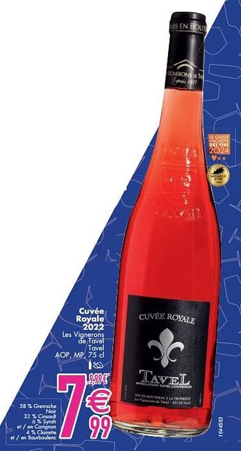 Promotions Cuvée royale 2022 les vignerons de tavel tavel - Vins rosé - Valide de 12/03/2024 à 08/04/2024 chez Cora