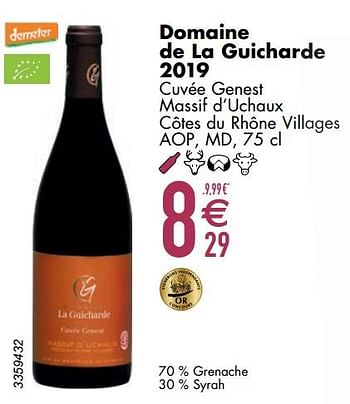 Promoties Domaine de la guicharde 2019 cuvée genest massif d’uchaux côtes du rhône villages - Rode wijnen - Geldig van 12/03/2024 tot 08/04/2024 bij Cora