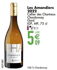 Les amandiers 2022 cellier des chartreux chardonnay gard-Witte wijnen