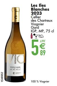 Les iles blanches 2023 cellier des chartreux viognier gard-Witte wijnen