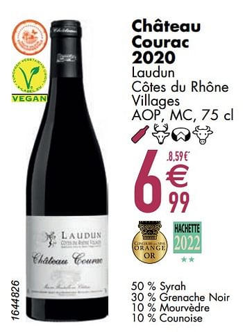 Promotions Château courac 2020 laudun côtes du rhône villages - Vins rouges - Valide de 12/03/2024 à 08/04/2024 chez Cora