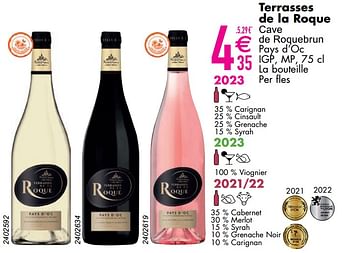 Promoties Terrasses de la roque cave de roquebrun pays d’oc - Rosé wijnen - Geldig van 12/03/2024 tot 08/04/2024 bij Cora