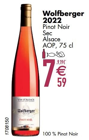 Promotions Wolfberger 2022 pinot noir sec alsace - Vins rosé - Valide de 12/03/2024 à 08/04/2024 chez Cora