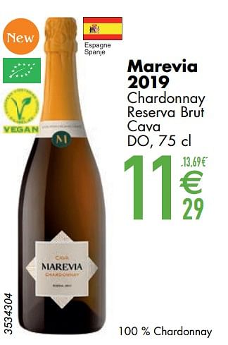 Promotions Marevia 2019 chardonnay reserva brut cava do - Mousseux - Valide de 12/03/2024 à 08/04/2024 chez Cora