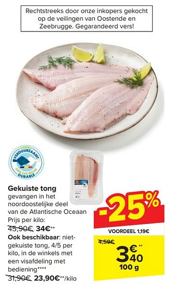 Promoties Gekuiste tong - Huismerk - Carrefour  - Geldig van 13/03/2024 tot 19/03/2024 bij Carrefour