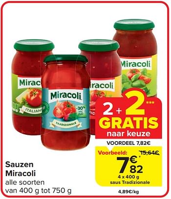 Promoties Saus tradizionale - Miracoli - Geldig van 13/03/2024 tot 19/03/2024 bij Carrefour