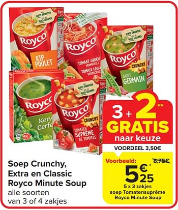 Promoties Soep tomatensuprême royco minute soup - Royco - Geldig van 13/03/2024 tot 19/03/2024 bij Carrefour