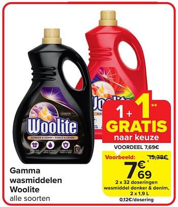 Promoties Wasmiddel donker + denim - Woolite - Geldig van 13/03/2024 tot 19/03/2024 bij Carrefour