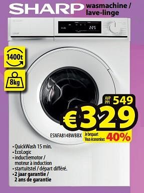 Promoties Sharp wasmachine - lave-linge esnfa814bwbbx - Sharp - Geldig van 20/03/2024 tot 27/03/2024 bij ElectroStock