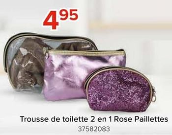 Promotions Trousse de toilette 2 en 1 rose paillettes - Produit Maison - Euroshop - Valide de 08/03/2024 à 14/04/2024 chez Euro Shop