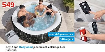 Promoties Lay-z spa hollywood jacuzzi incl. éclairage led - BestWay - Geldig van 08/03/2024 tot 14/04/2024 bij Euro Shop
