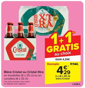 Promotions Bière cristal ou cristal xtra - Cristal - Valide de 13/03/2024 à 16/03/2024 chez Carrefour