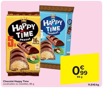 Promotions Chocolat happy time - Happy time - Valide de 13/03/2024 à 16/03/2024 chez Carrefour