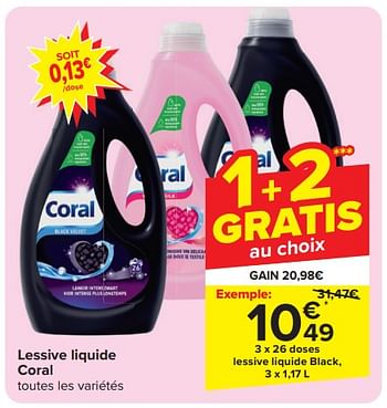 Promotions Lessive liquide black - Coral - Valide de 13/03/2024 à 16/03/2024 chez Carrefour