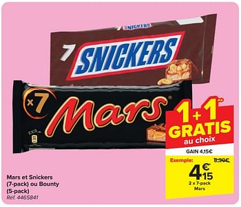 Promoties Mars et snickers ou bounty - Huismerk - Carrefour  - Geldig van 13/03/2024 tot 16/03/2024 bij Carrefour
