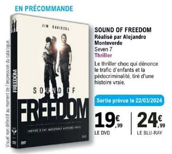 Promotions Sound of freedom LE DVD - Produit Maison - E.Leclerc - Valide de 12/03/2024 à 30/03/2024 chez E.Leclerc