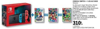 Promoties Console switch + 1 jeu au choix - Nintendo - Geldig van 12/03/2024 tot 30/03/2024 bij E.Leclerc