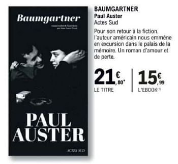 Promotions Baumgartner paul auster actes sud - Produit Maison - E.Leclerc - Valide de 12/03/2024 à 30/03/2024 chez E.Leclerc