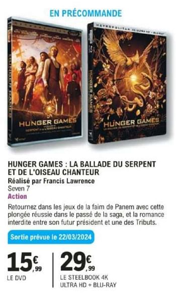 Promoties Hunger games la ballade du serpent et de l`oiseau chanteur realisé par francis lawrence - Huismerk - E.Leclerc - Geldig van 12/03/2024 tot 30/03/2024 bij E.Leclerc
