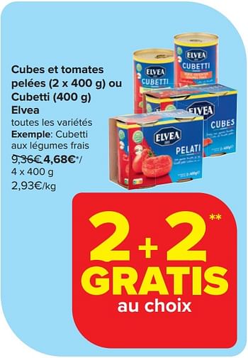 Promotions Cubetti aux légumes frais - Elvea - Valide de 13/03/2024 à 19/03/2024 chez Carrefour